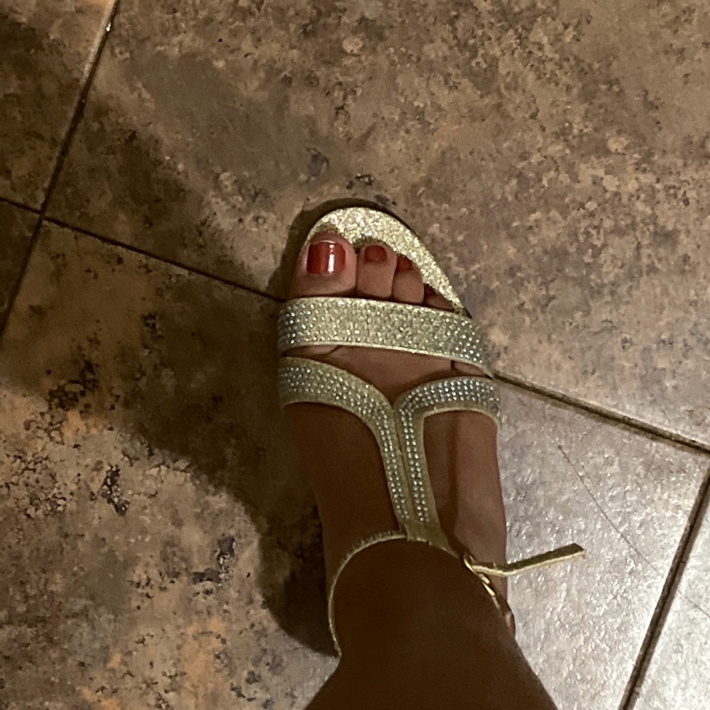 Gold high heels. Used once and still in good condition